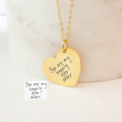 20% OFF Personalised Handwriting Heart Necklace - Signature Necklace - Custom Charm - Gift for Mother