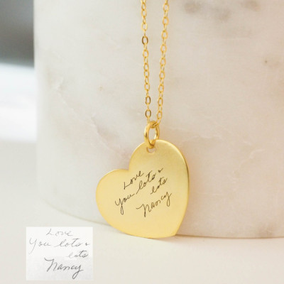 20% OFF Personalised Handwriting Heart Necklace - Signature Necklace - Custom Charm - Gift for Mother