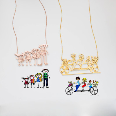 Personalised Necklace with Kids Artwork - Special Gifts for Mom and Grandma