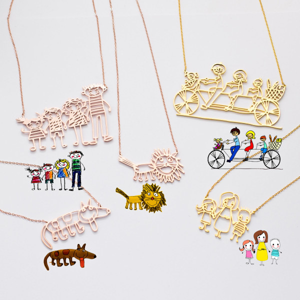 Personalised Necklace with Kids Artwork - Special Gifts for Mom and Grandma