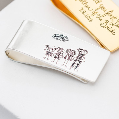 Custom Kid Artwork Money Clip - Father's Gift for New Dads - Personalize Kids Art Jewellery.