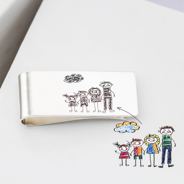 Custom Kid Artwork Money Clip - Father's Gift for New Dads - Personalize Kids Art Jewellery.