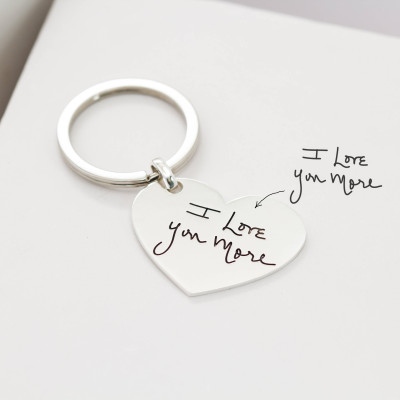 Personalised Handwriting Disc Keychain - Engraved Signature Charm Keyring - Perfect Mother's Day Gift for Her