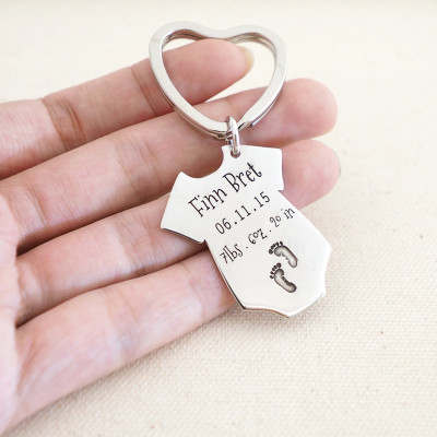 Baby Stats Keychain Keepsake - New Baby Weight, Time and Date Memento - Perfect New Mom Gift