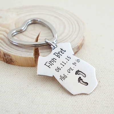 Baby Stats Keychain Keepsake - New Baby Weight, Time and Date Memento - Perfect New Mom Gift