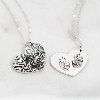 Handcrafted Baby Footprint Necklace - Personalised Fingerprint Art Jewellery - Unique Keepsake Gift for New Mom - Baby Shower, Birth Announcement Gift