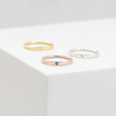 Personalised Birthstone Stacking Ring Jewellery Gift for Mom, Women, Her - New Mom Jewellery Gift