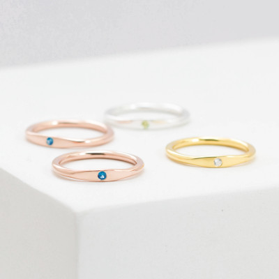 Personalised Birthstone Stacking Ring Jewellery Gift for Mom, Women, Her - New Mom Jewellery Gift