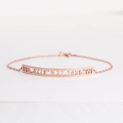 Personalised Custom Coordinate Bracelet - Christmas/Wedding Gift - Latitude & Longitude Jewellery