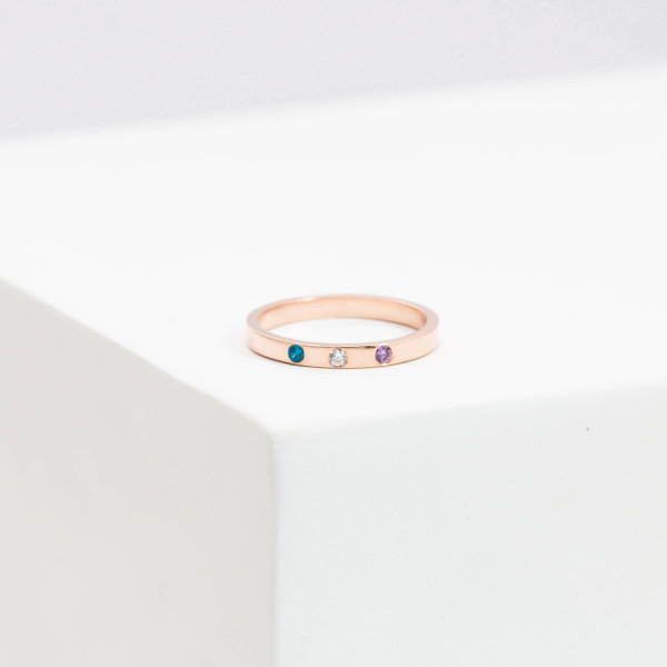 Beautiful Christmas Gift for Mom - Personalised Name Ring - Birthstone Ring - Sterling Silver Stacking Ring - Perfect Mom Gift - Baby Birthstone Ring - RM22