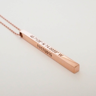 Personalised Skinny Bar Necklace with Vertical Layering - Bridesmaids & Wedding Jewellery Gift - Coordinates Bar Necklace