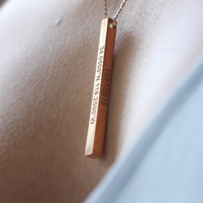 Personalised Skinny Bar Necklace with Vertical Layering - Bridesmaids & Wedding Jewellery Gift - Coordinates Bar Necklace