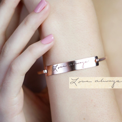 Personalised Handwritten Jewellery Bracelet Engraved Signature Bracelet Sentimental Gift for Mom Christmas Gift Idea