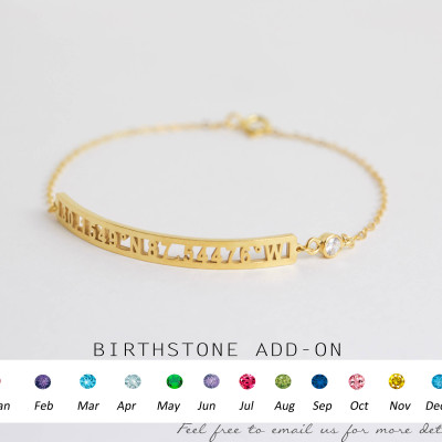 Personalised Custom Coordinate Bar Bracelet - Roman Numeral, Latitude Longitude Jewellery - Anniversary, Wedding Gift for Her - BM40