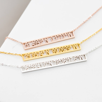 Personalised Coordinates Necklace - GPS Jewellery - Location Gift for Her - Coordinate Jewellery