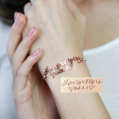 Personalised Handwriting Bangle in Sterling Silver - Signature Keepsake Jewellery - Memorial Gift