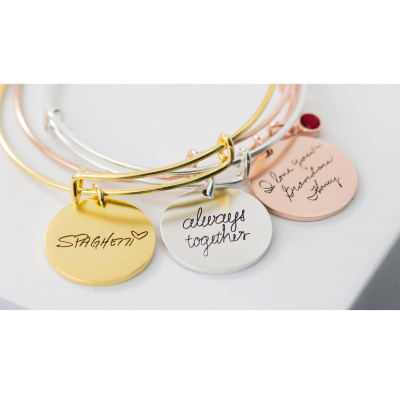 Custom Handwriting Bracelet Adjustable Charm Bangle Actual Signature Jewellery Expandable Friendship Bangle