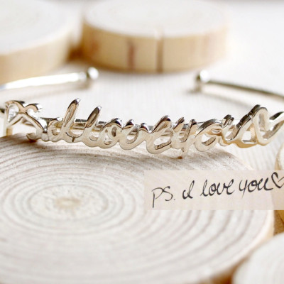 Personalised Adjustable Handwriting Bracelet Bangle for Memorial and Mother's Day Gift Keepsake Jewellery