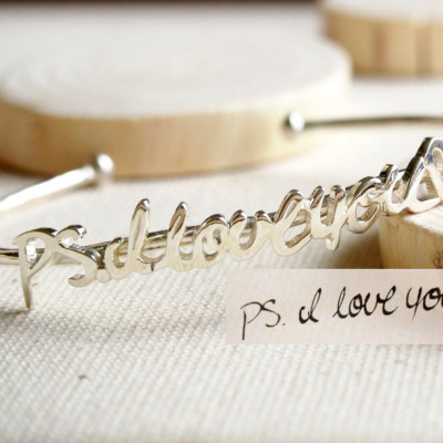 Personalised Adjustable Handwriting Bracelet Bangle for Memorial and Mother's Day Gift Keepsake Jewellery