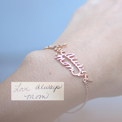 Custom Handwriting Jewelry • Actual Handwriting Bracelet • Signature Bangle • Memorial Personalized Keepsake Gift • Mother's Gift • BH01