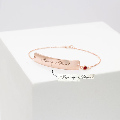 Personalised Handwriting Jewellery Bracelet - Custom Engraved Signature - Memorial Keepsake Gift for Mom