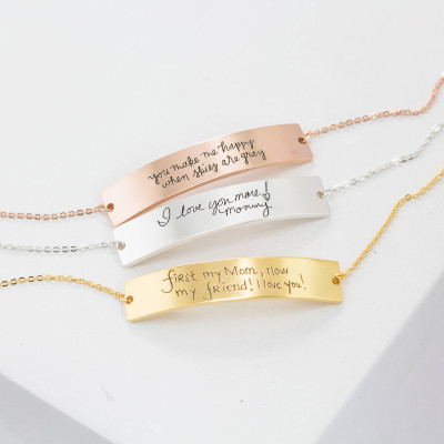 Personalised Handwriting Jewellery Bracelet - Custom Engraved Signature - Memorial Keepsake Gift for Mom