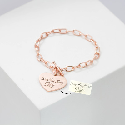 Personalised Handwriting Bracelet - Custom Charm Jewellery for Her, Mom, Girlfriend - Ideal Gift Idea