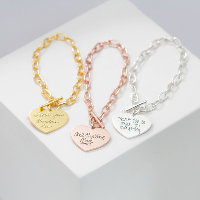 Personalised Handwriting Bracelet - Custom Charm Jewellery for Her, Mom, Girlfriend - Ideal Gift Idea