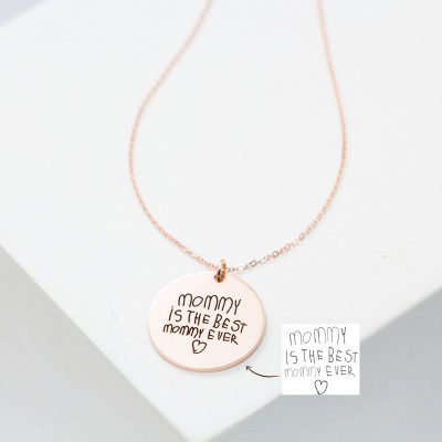 Personalised Handwriting Necklace - Actual Script Circle Charm Necklace - Memory Jewellery - Signature Memorial Necklace - Perfect Mom Gift