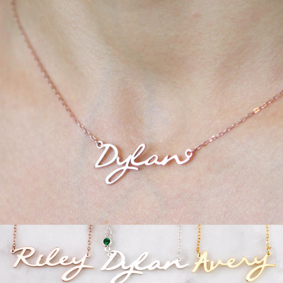 Custom Name Choker with Birthstone Necklace - Personalised Children Jewellery - Christmas and Birthday Gift
