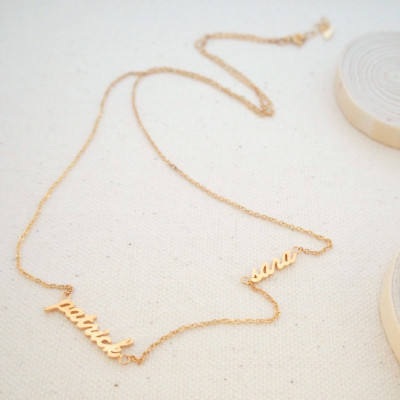 Personalised Name Necklace with Two Names for Mom - Dainty & Tiny Charm Gift
