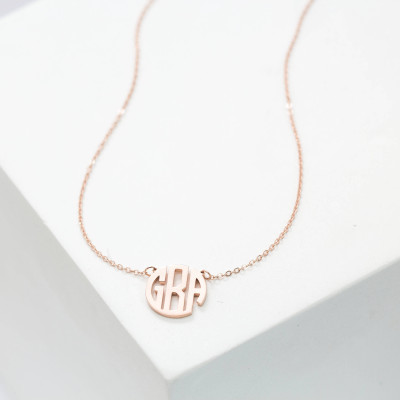 Personalised Block Monogram Initials Necklace - Custom Name Jewellery - Dainty Monogram Necklace - Bridesmaid Gift - Wedding Gift