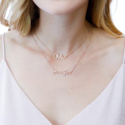 Personalised Double Layered Name Necklace - Customised Dainty Names Jewellery - Children & Mother's Gift - NH08