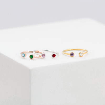 Dual Birthstone Mothers Ring Personalised Couples Gift Two Birthstone Jewellery For Her & Him