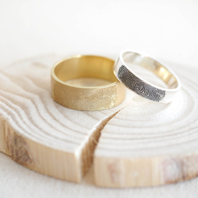 Personalised Custom Fingerprint Wedding Band Eternity Ring Jewellery Gift for Father's Day