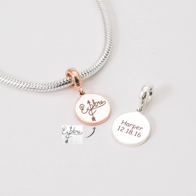 Personalised Fingerprint Charms & Name Beads - Silver Handwriting Jewellery - New Mum Gift