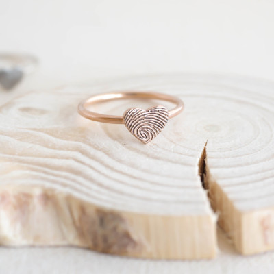 Custom Fingerprint Heart Ring - Dainty Jewellery - Mothers Gift - Christmas Gift - RM30
