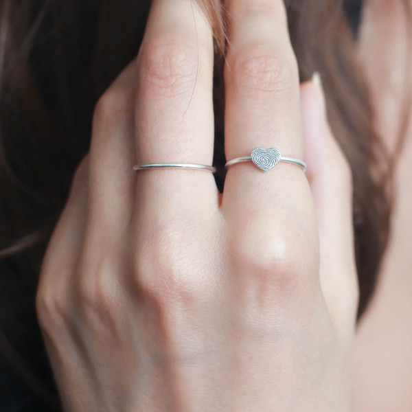 Custom Fingerprint Heart Ring - Dainty Jewellery - Mothers Gift - Christmas Gift - RM30