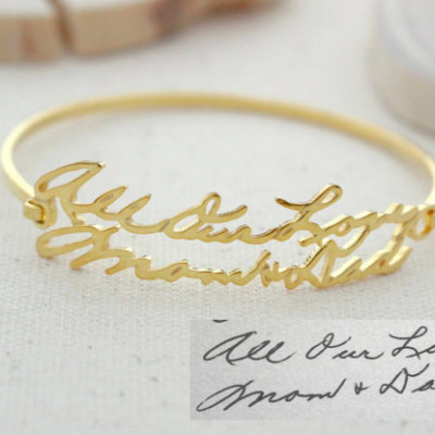 Personalised Handwriting Bangle Bracelet - Mother's Gift for Christmas
