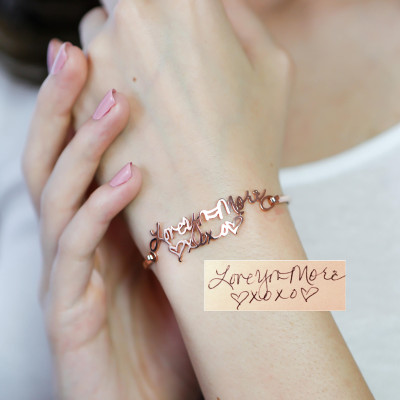 Personalised Handwriting Signature Keepsake Bracelet - Memorial Bangle Jewellery - Sympathy Gift for Mom