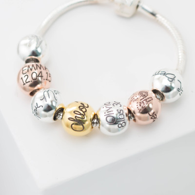 Unique Personalised Handwriting Bead Bracelet with Customised Name - Perfect New Mom Gift