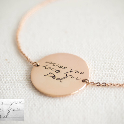 Personalised Keepsake Bracelet with Custom Engraved Handwriting Disc - Perfect Sentimental Gift for Mom