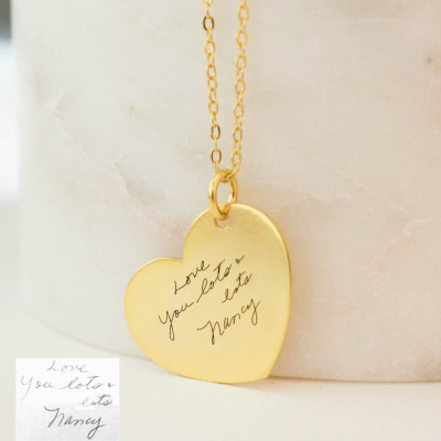 Personalised Keepsake Handwriting Heart Charm Memorial Necklace - Perfect Christmas Gift for Mom"