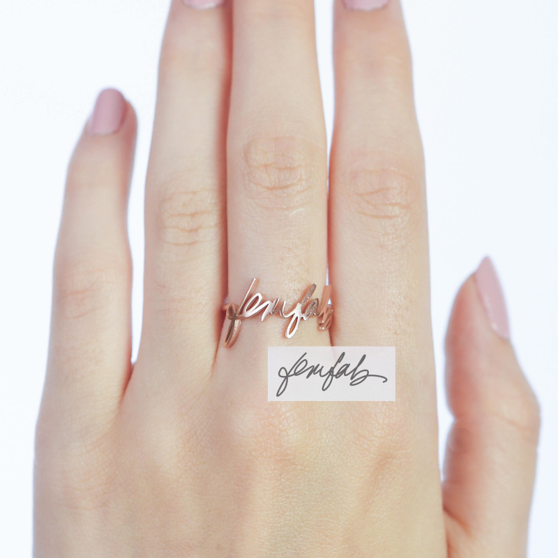 Sterling Silver Adjustable Handwritten/Personalized Ring