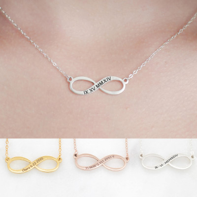 Silver Infinity Summer Necklace - Personalised Custom Family Sisters Charms - Infinity Jewellery Gift for Christmas - NM36F30