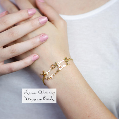 Personalised Kids Handwriting Bracelet - Custom Children Signature Jewellery - Meaningful Gift for Mom & Grandma - Perfect Christmas Gift