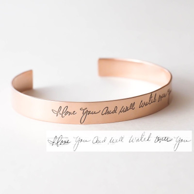 Memorial Bangle Bracelet - Sentimental Jewellery with Handwriting or Signature - Sympathy, Mother's Gift