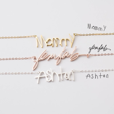 Meaningful Custom Handwriting Pendant Necklace - Sterling Silver Jewellery from Daughter - Grandma Memorial Gift