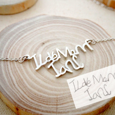 Personalised Children's Handwriting Jewellery - Keepsake Necklace - Baby Actual Signature - Child Writing Gift