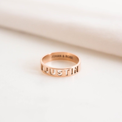 Personalised Custom Name Ring Jewellery - Grandma Gift, Cut-out Style Design, Mom Family Rings
